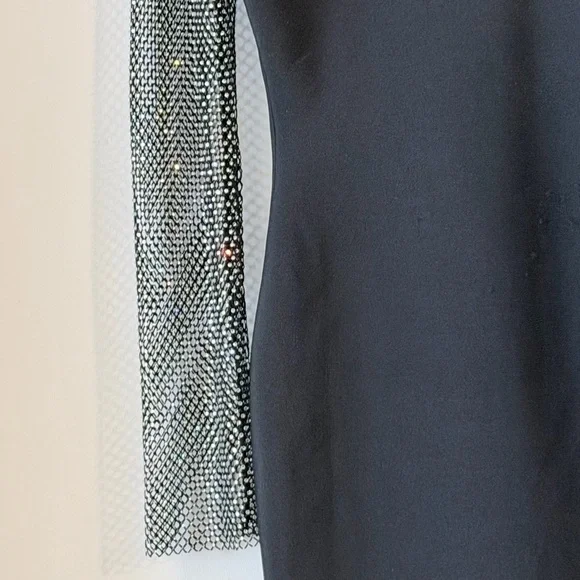 Ruzevich Black Long-Sleeve Crystal Bandage Midi Dress Size M - Picture 10 of 16